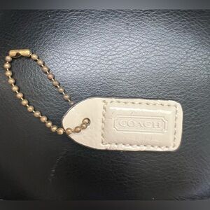 Coach Patent Leather Hang Tag Replacement Logo Brass Chain White Color